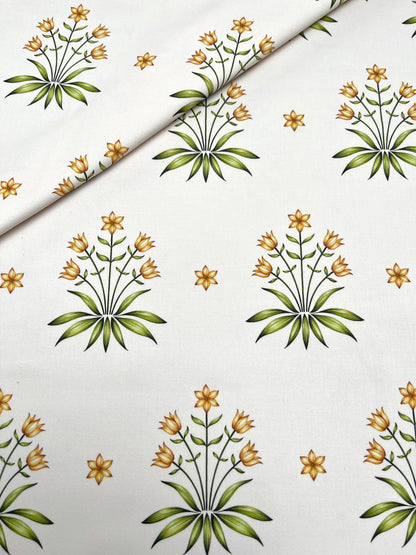 Jane Cotton Satin Fabric in Marmalade